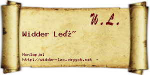 Widder Leó névjegykártya